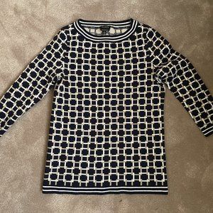 Talbots Soft Merino Wool Navy Geometric Sweater